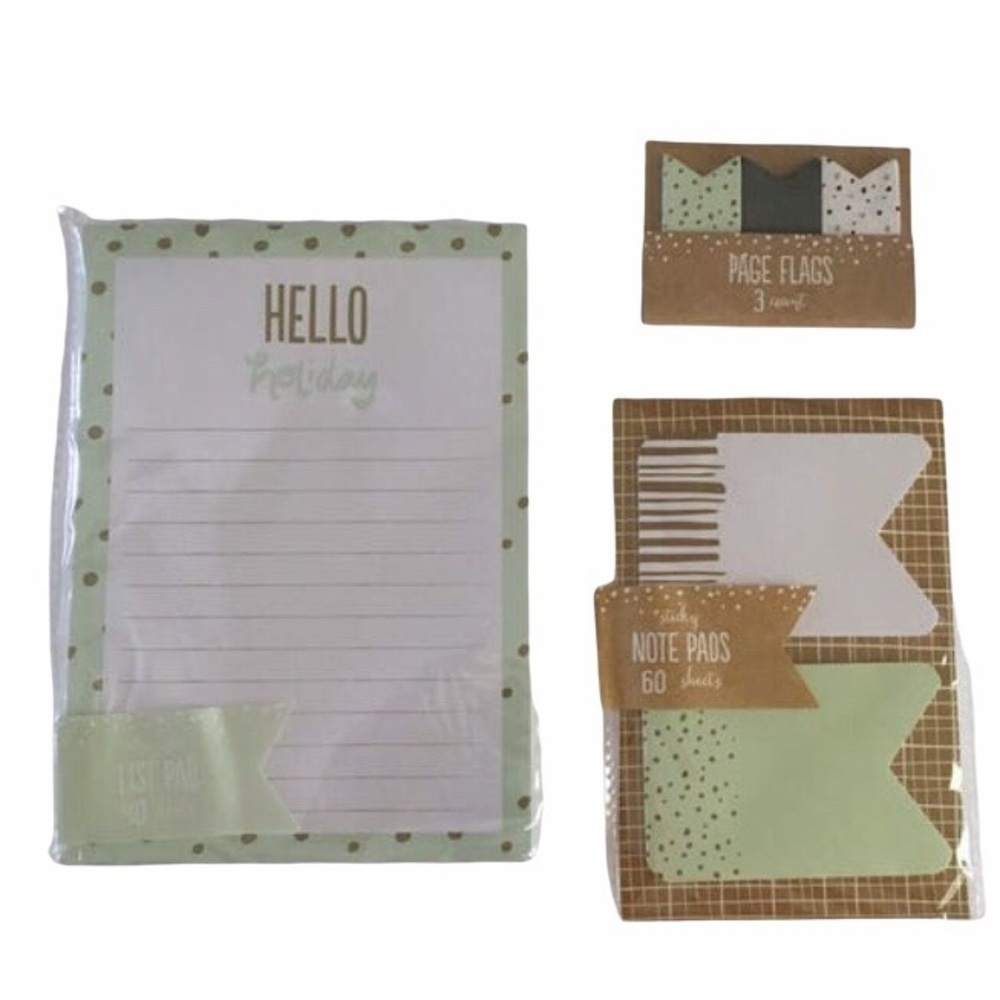 Christmas Dots Hello Holiday Stationery Set Notepad List Sticky Notes Page Flags